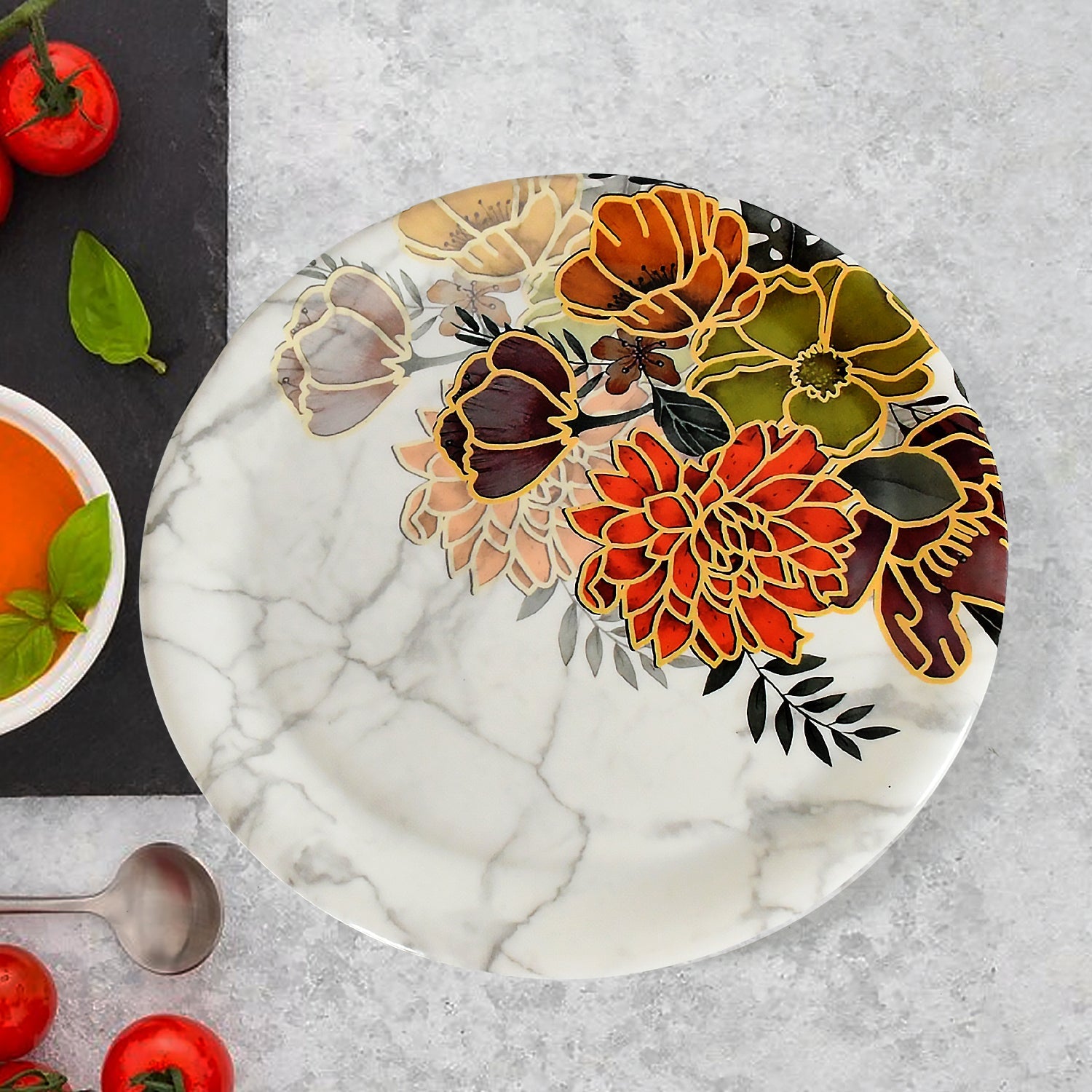 Dream 18-Piece Plastic Dinner Set – Unique Flower Design, 6 Plates, 6 Bowls & 6 Spoons, Microwave & Dishwasher Safe Dream 18-Piece Plastic Dinner Set – Unique Flower Design, 6 Plates, 6 Bowls & 6 Spoons, Microwave & Dishwasher Safe